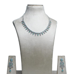 Rosy Aqua Charm Necklace Set (AD6/PN-SG)